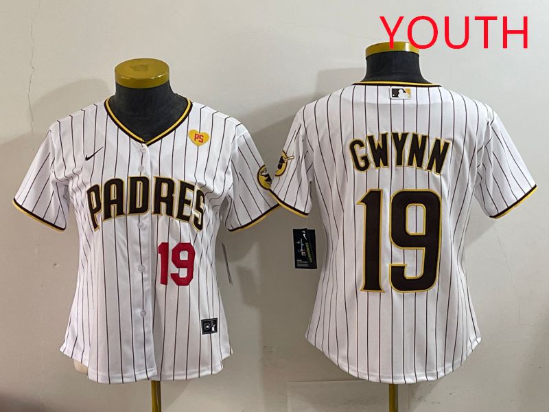 Youth San Diego Padres #19 Gwynn White Stripe Game 2025 Nike MLB Jersey style 8